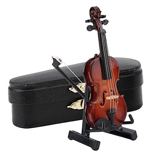 Mini Wooden Violin Model with Stand – Perfect Decor Gift for Home and Office