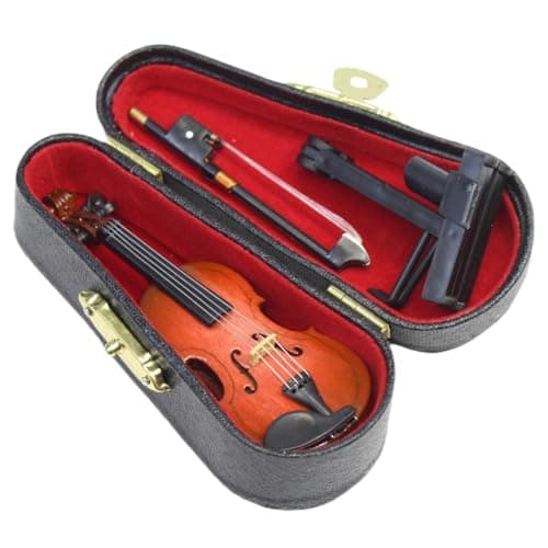 Miniature Wooden Violin Set for Dollhouses (3.15)