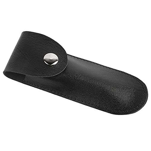 Black Leather Wine Bottle Opener Case with Foil Cutter