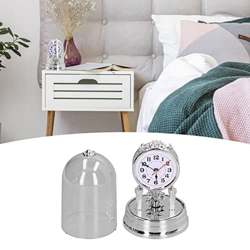 European Rotating Desk Clock with Bell Jar for Living Room & Office