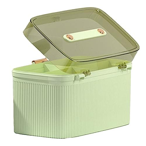 Zerodis Portable Medicine Box for Family First Aid, Double Layer with Security Lock — Avocado Green