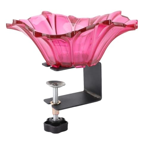 Rose Red Carbon Steel Plastic Bird Feeder Bowl with Adjustable Clamp