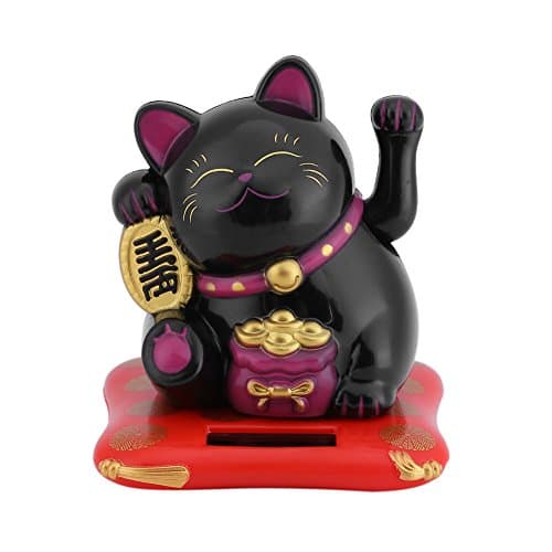 Black Solar Powered Waving Arm Cat Home Decor