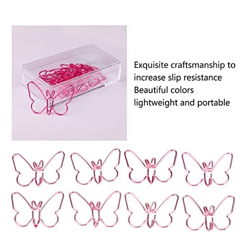 50Pcs Multicolor Cartoon Butterflies Paperclips for School Office