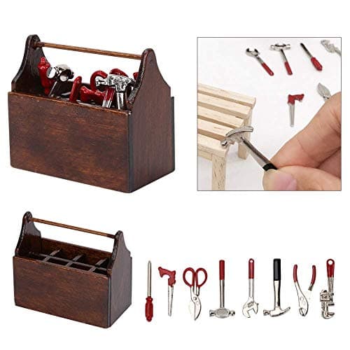 1:12 Miniature Wooden Toolbox: Dollhouse Model Accessory