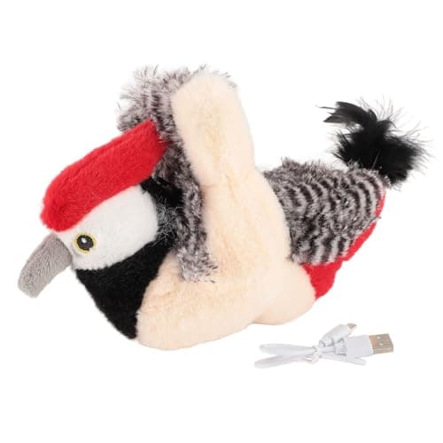 Interactive Plush Cat Toy with Squeaky Sound and Chirping for Fun and Exercise