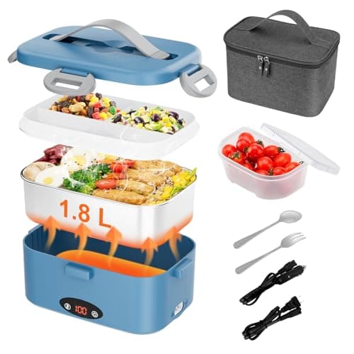 12V/24V/110V Fast Heating 1.8L Portable Lunch Warmer with 3 Temp Levels, Green — Blue