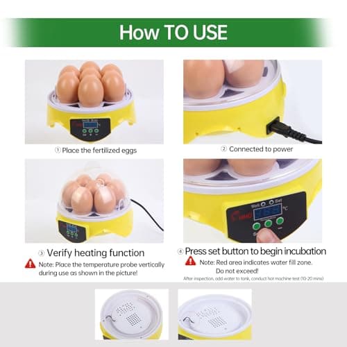 7-Egg 360° View Poultry Incubator, Temperature Controlled, Yellow, ZM003