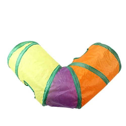 Vibrant Rainbow ThreESided Cat Tunnel, Portable & Foldable, for Indoor Fun