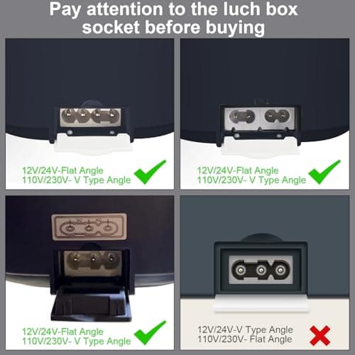 110V V-Type Heated Lunch Box Power Cord, 24V Flat Angle Warmer Cable, Replacement for Food Heater