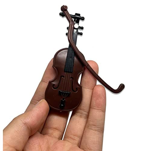 Miniature Violin Ornament with Stand, Bow, and Case - Ideal Musical Decor for Cell Phone Cases, Homes, and Collectors