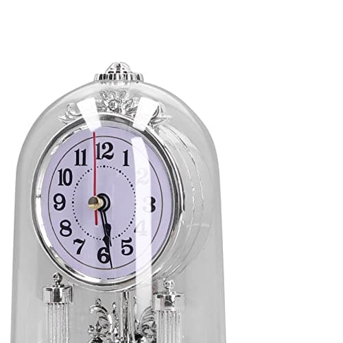 European Rotating Desk Clock with Bell Jar for Living Room & Office