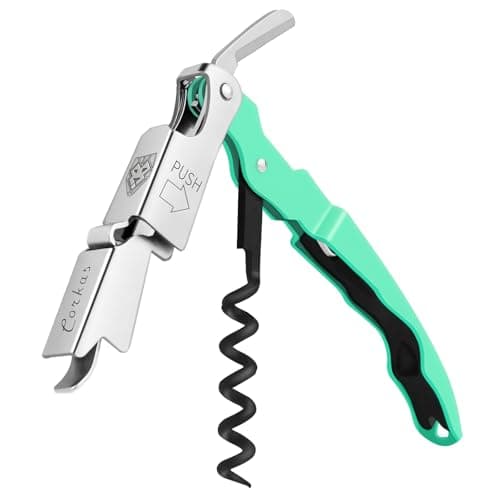 CORKAS Professional Waiter Corkscrew, Heavy Duty Foil Cutter, Red — Light Green