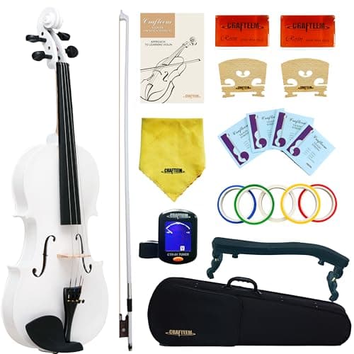 Spruce and Maple Solid Wood Violin Outfit for Beginners - Craft Your Perfect Sound — White