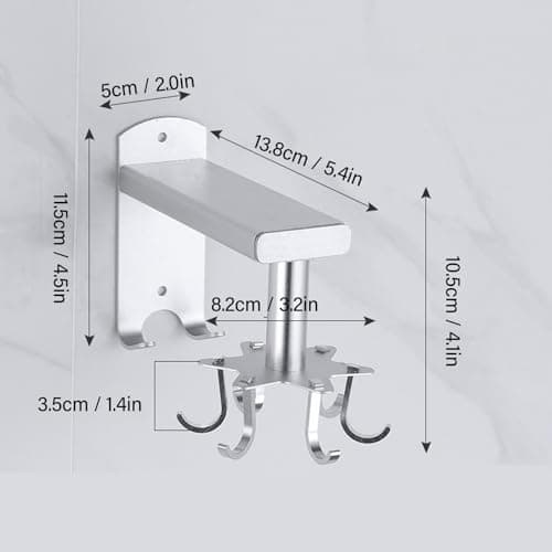 8-Hook Rotating Kitchen Utensil Organizer Wall Mount Rack