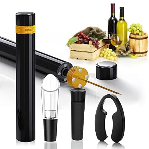 Mini Wine Opener | Travel Portable Pocket Air Pressure Pump Wine Bottle Opener | Assemblable Design Corkscrew 7S Quick Bottle Opening | for Home, Restaurant, Party,Wine Lovers — Golden Set