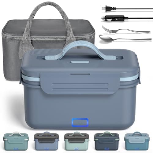 Monteka 100W High Power Portable Food Warmer, 1.8L Stainless Steel Container, Grey — Blue
