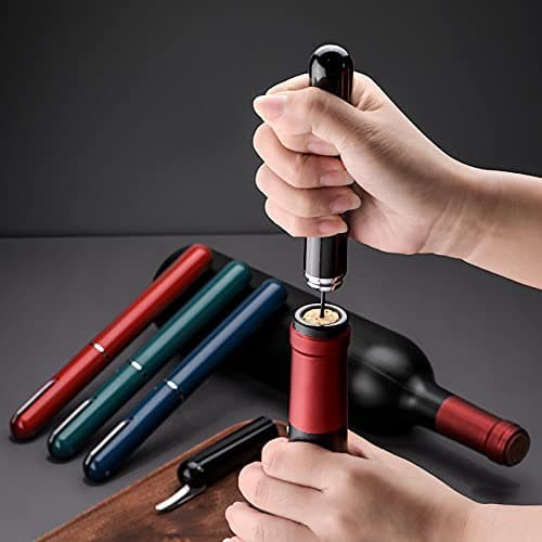 IPEROT Air Pressure Wine Bottle Opener with Foil Cutter - Effortless Cork Removal (Black)