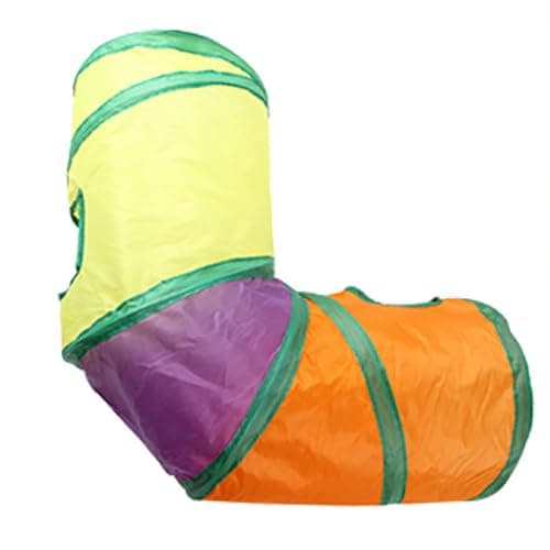 Vibrant Rainbow ThreESided Cat Tunnel, Portable & Foldable, for Indoor Fun