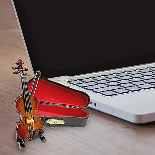 Miniature Wooden Violin with Stand & Case, Perfect Photo Prop