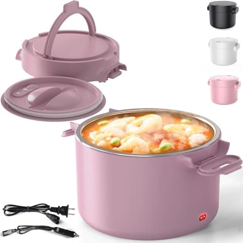 100W Portable Electric Lunch Warmer 33oz Leak-proof for Work and Travel — 33oz Pink