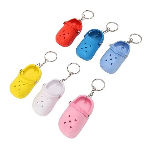 Zerodis Assorted Colors Soft Silicone Slipper Keychain Set, 6Pcs Portable Shoes Keychain
