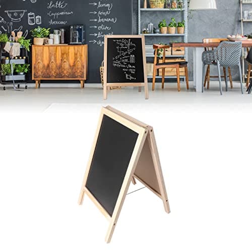 Kids' Poplar Wooden Double-Sided Easel with Accessories - 25x40cm Foldable Blackboard Display Board