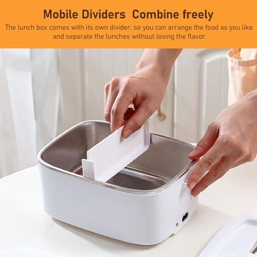 Zerodis Portable Electric Lunch Box Heater for Work – 1.8L Stainless Steel Food Warmer 2 in 1 for Adults, Ideal for Cars