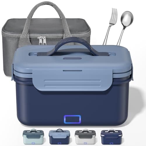 12V/24V/110V Portable Heated Lunch Box for Adults, 1.8L with Fork & Spoon