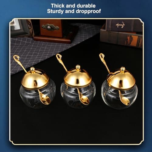 European Sugar Jar Set - Crystal Gold Finish (3 Pieces)