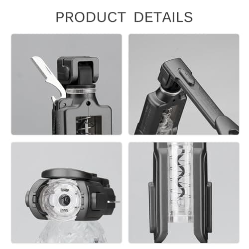 Black Easy-to-Use Wine Opener with Foil Cutter, 6 Inches Light and Compact