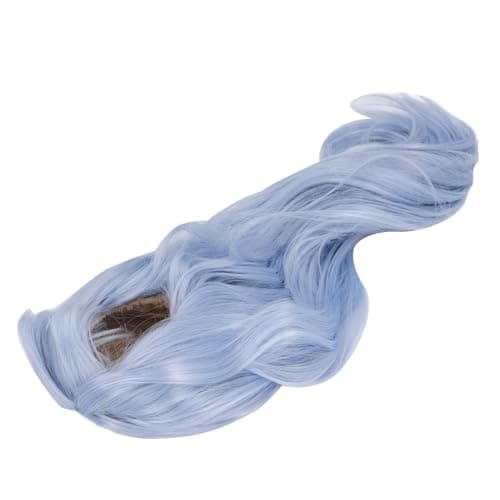 Soft Silk Artificial Long Wig for 35-39cm Cotton Dolls (Sky Blue, Light Green, Light Purple) — Sky Blue