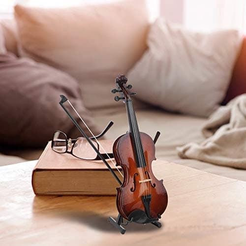Wooden Miniature Violin Set with Stand & Bow, Perfect Birthday Christmas Gift