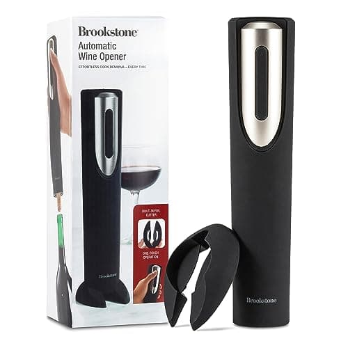 Brookstone Automatic Electric Wine Opener & Foil Cutter with Stand - Perfect Wine Gift for Men
