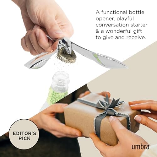 Luxury Umbra Bird Bottle Opener for Wine and Soda, Chrome