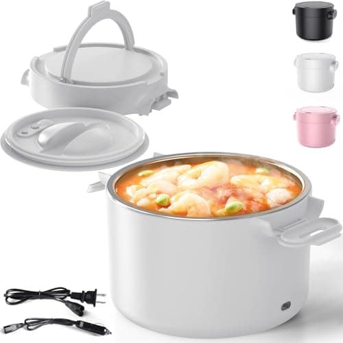 100W Portable Electric Lunch Warmer 33oz Leak-proof for Work and Travel — 33oz White