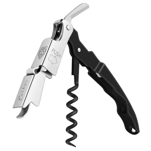 CORKAS Professional Waiter Corkscrew, Heavy Duty Foil Cutter, Red — Black