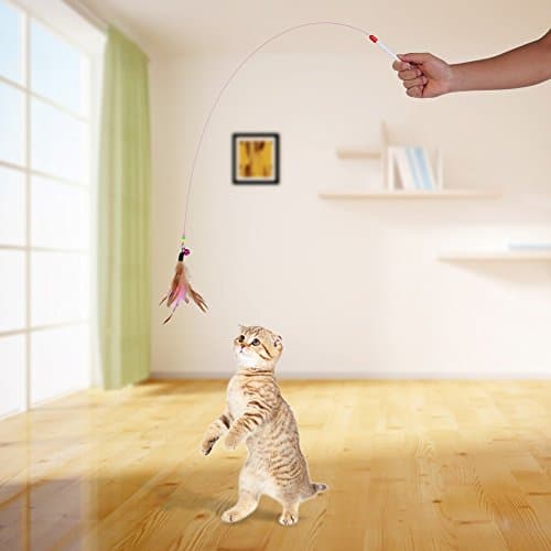 Zerodis Interactive Cat Teaser Wand Toy with Beads