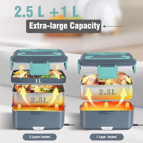 Large Electric Lunch Box Heater 90W (12V/24V/110V) for Adults