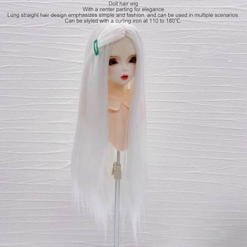 Ball Jointed Doll Wig for Kids & Adults - High Temperature Silk, Stable Fit (White)