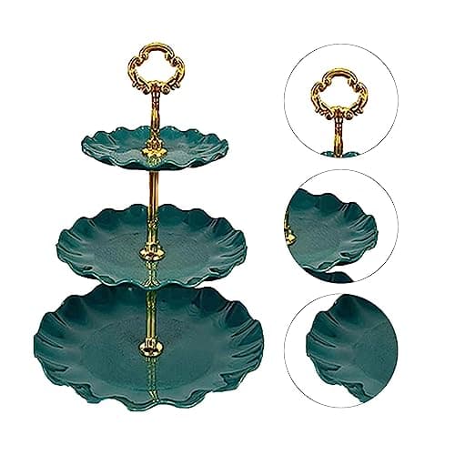 Dark Green 3-Tier Dessert Cake Stand for Tea Party, Wedding, and Birthday