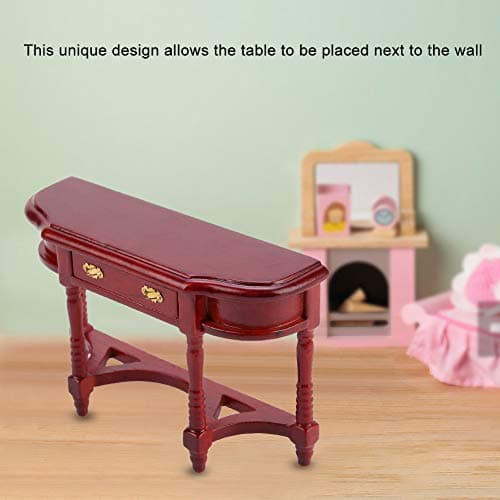 Zerodis 1:12 Scale Mini Dollhouse Half-Round Table - Wooden Furniture for Kids' Pretend Play