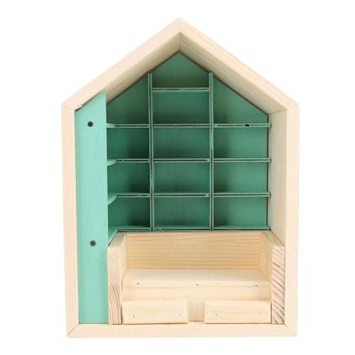 12-inch Scale Wooden Doll House Bookshelf with Engravings for Decorative Display