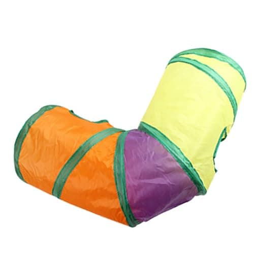 Vibrant Rainbow ThreESided Cat Tunnel, Portable & Foldable, for Indoor Fun