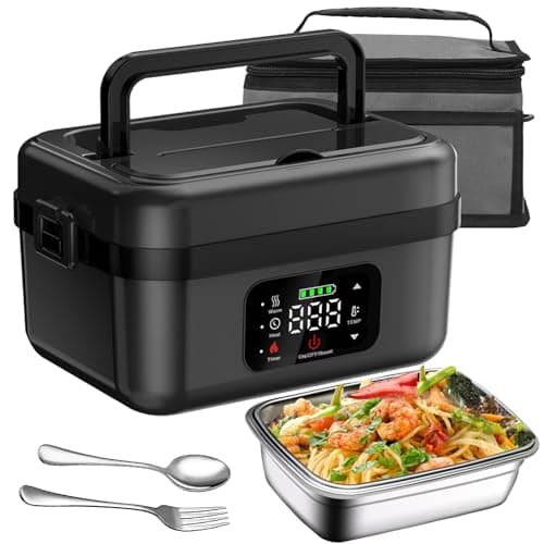 Portable Battery-Powered Heated Lunch Box for Adults, 4.2 Cups Leak-Proof Container