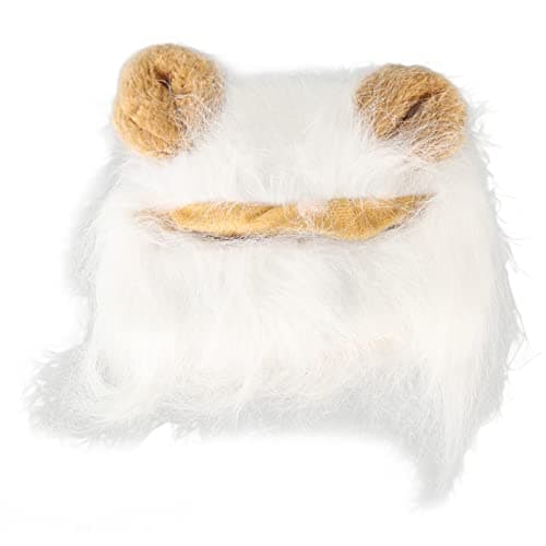 Black Hooded Fluffy Ears Pet Toy for Cosplay Cat Mane Wig — White