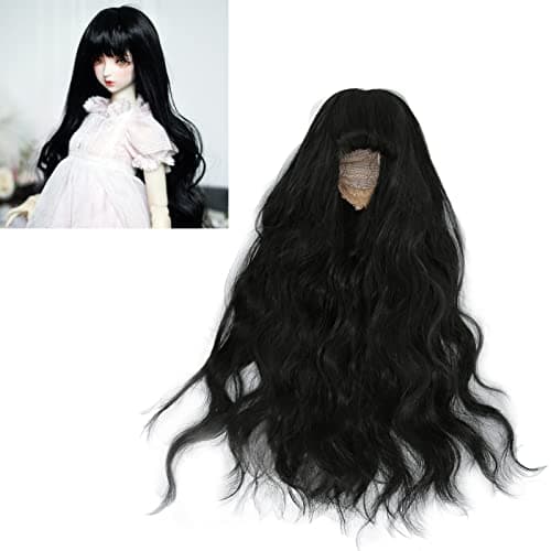 Breathable Mesh Curly Wig with Bangs for 1/6 Joint Doll (Black)
