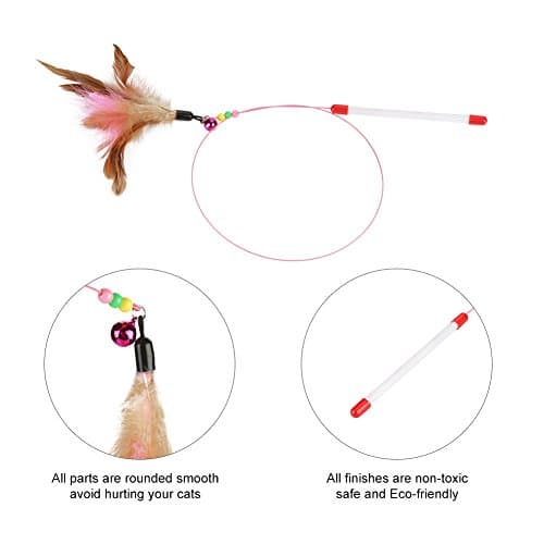 Zerodis Interactive Cat Teaser Wand Toy with Beads
