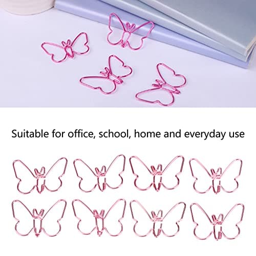 50Pcs Multicolor Cartoon Butterflies Paperclips for School Office