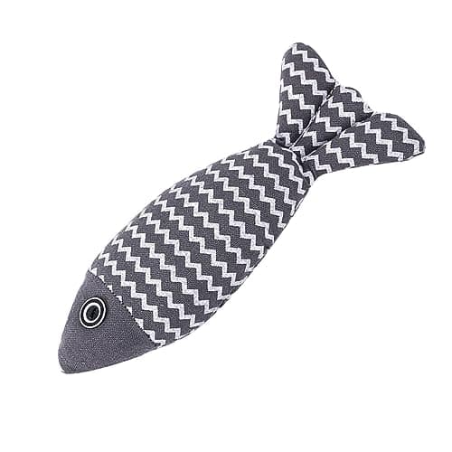 Interactive Bite-Resistant Cat Toy: Cotton Rope Simulation Fish with Fun Design — Grey